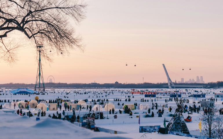 People enjoying the ice festival
