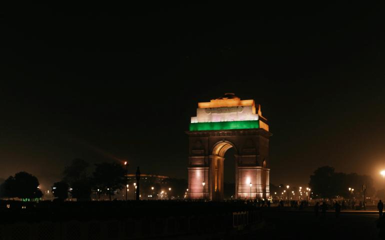 India Gate lit up in tri-colour
