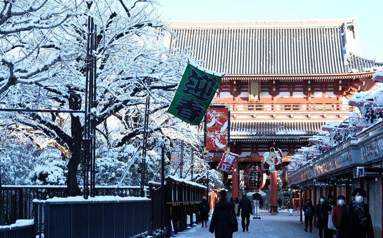 Sensoji Temple in Tokyo, Japan on a winter's day

