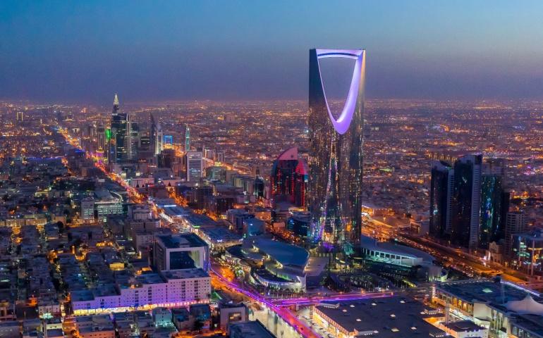 Night-time view of Riyadh city, Saudi Arabia