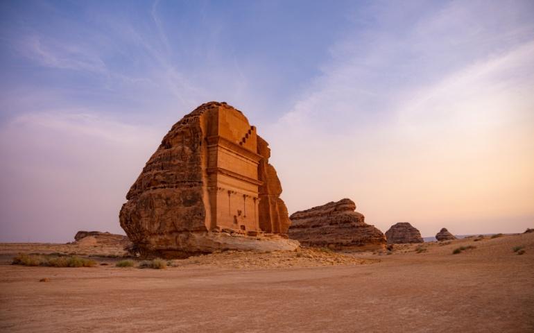 The historic city of Hegra, home to 110+ well-preserved ancient Nabataean Tombs, Saudi Arabia
