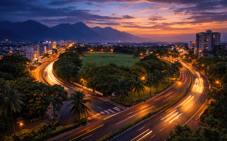 Where the city slows down after sunset.