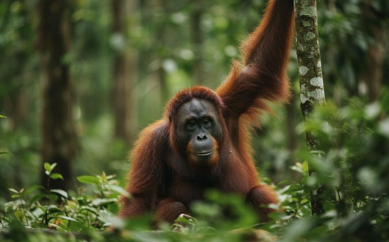 Orangutan in the rainforests of East Kalimantan, Borneo