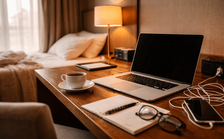 Where travel plans quietly become workdays.