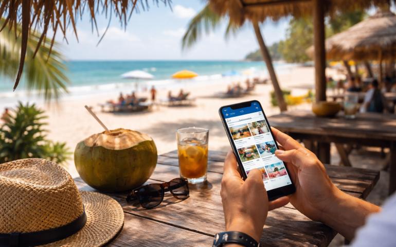 Budget planning… but the beach keeps distracting.