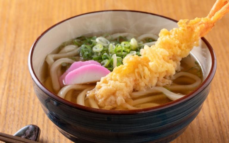Delicious shrimp tempura in Udon, Japan