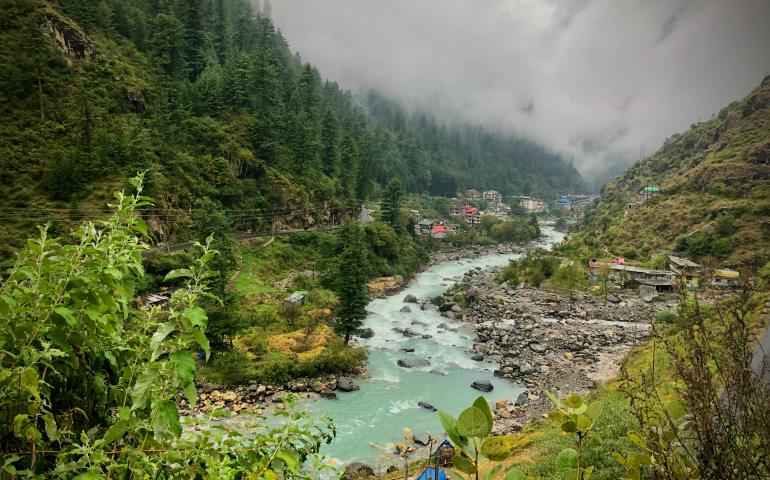 A river running through a valley
