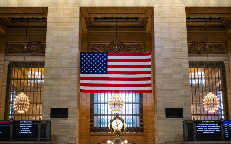 US flag at Grand Central Station, New York