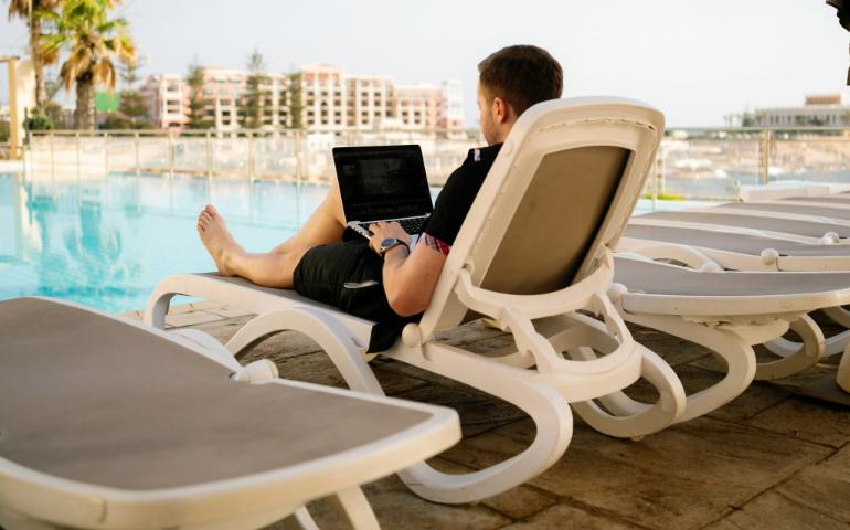 Man working on his laptop