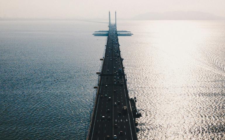 Top view of Penang Bridge, Malaysia
