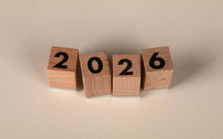 Wooden Number Blocks Displaying Year 2026
