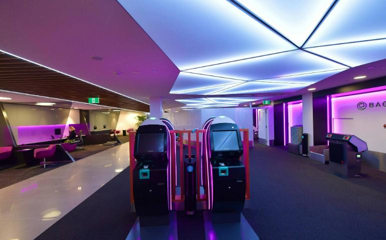 Modern Airport Lounge with Automated Machines