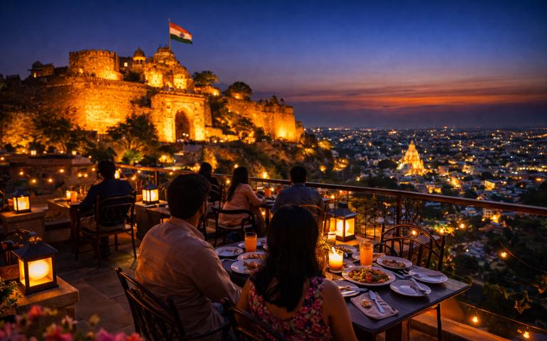 Dinner tastes better when the fort watches over the city