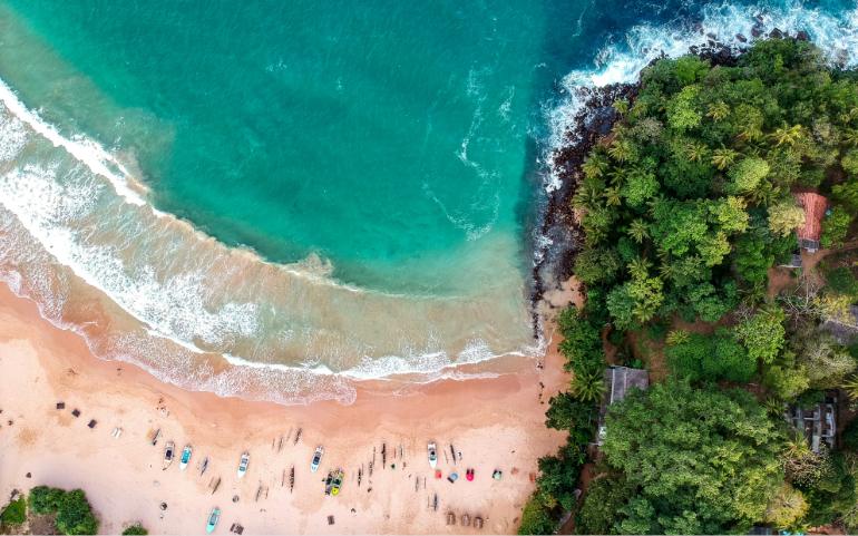 Aerial view of the beach in Sri Lanka