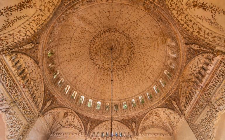 The intricate ceiling of the Bara Imambara