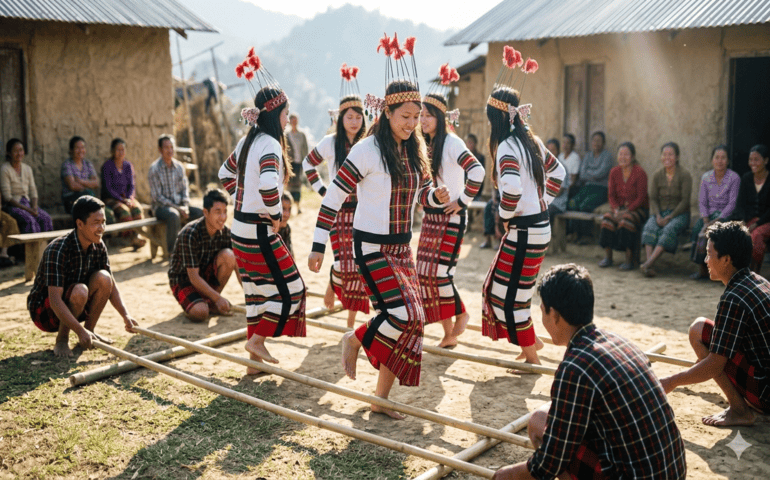 Cheraw dance - AI Generated image for representational purpose