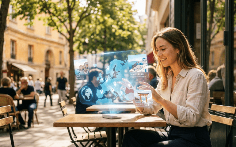 Person using tech to plan travel
AI-Generated Image