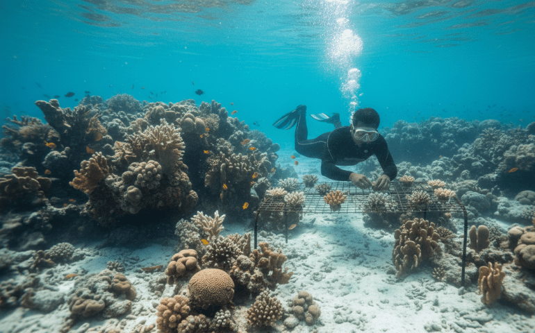 Restoring a coral reef underwater