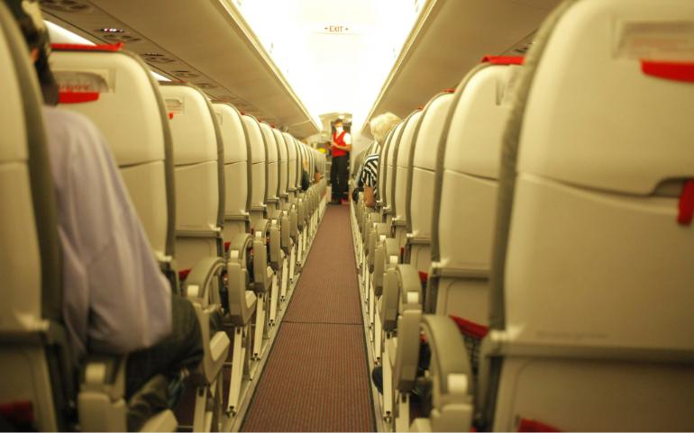 Empty seats on an airplane