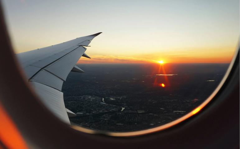 Sunset seen from a plane
