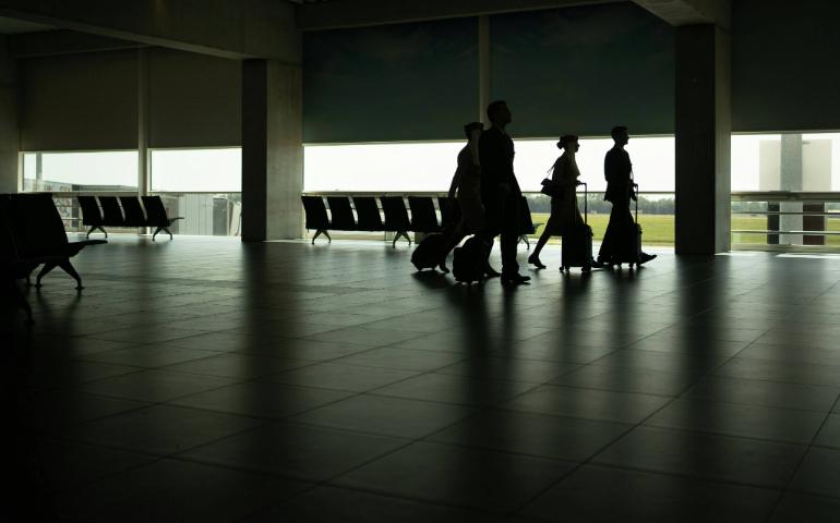  Crew walking through an airport