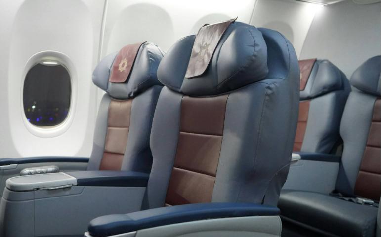 Business Class Seats in a Boeing 737 Aeroplane