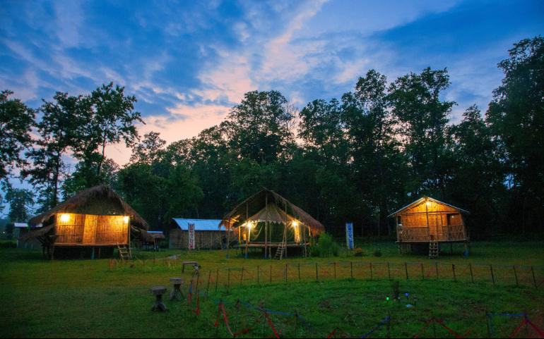 Huts in Majuli, Assam
