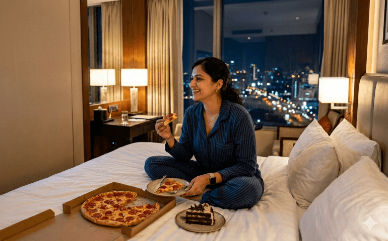Woman enjoying her staycation
