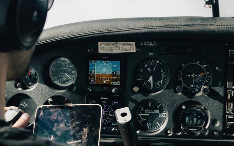 Pilot flying plane