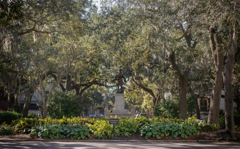 The famous Chippewa Square, Savannah, GA, USA - where Forrest Gump was filmed

