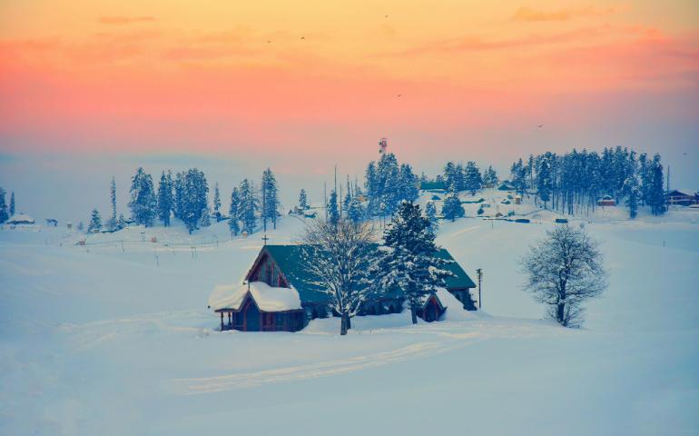 St. Mary’s Church, Gulmarg in Winter Glow