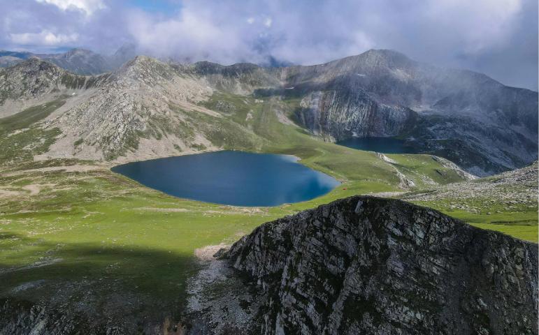 View of Alpine Lakes Surrounded by the Great Himalayan Range in Kashmir