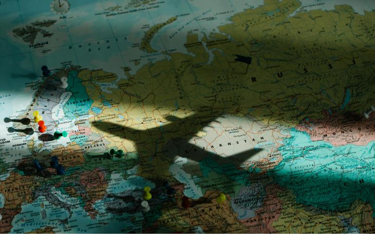A Shadow of an Airplane On a Map