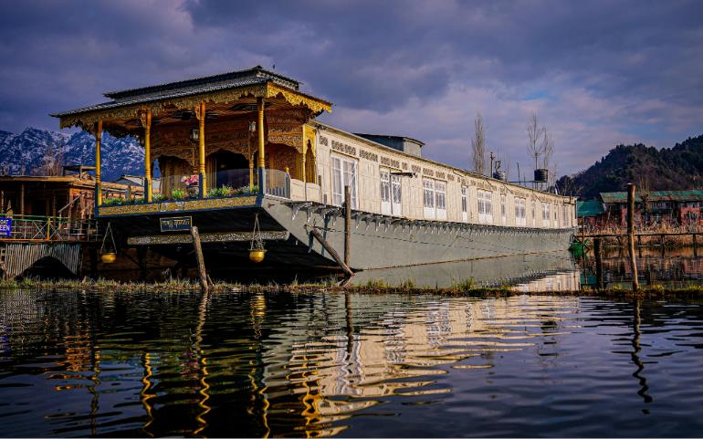 A Traditional Houseboat on Dal Lake, Srinagar