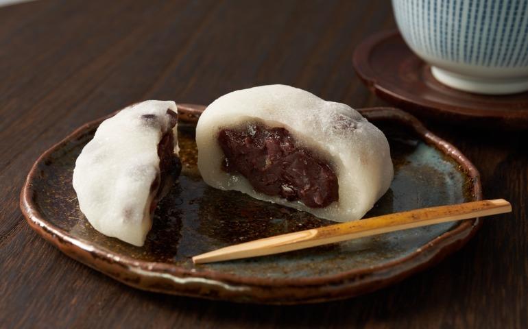 "Daifuku" - a variety of Mochi: a rice cake stuffed with sweet filling like red bean paste