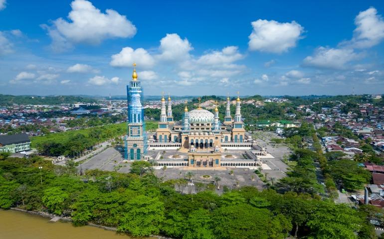 Aerial View of Islamic Center Mosque in Samarinda
