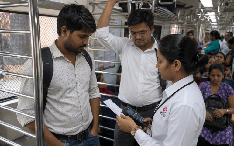 Men Travelling in Ladies Coach AI Generated Image