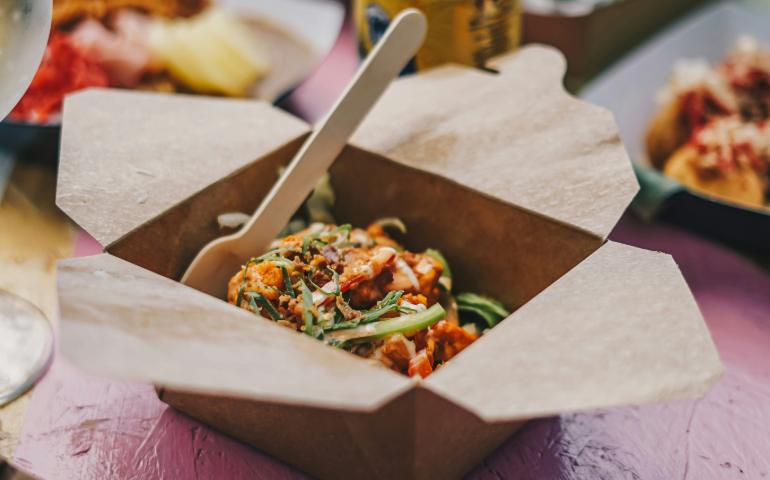 Food in a paper container
