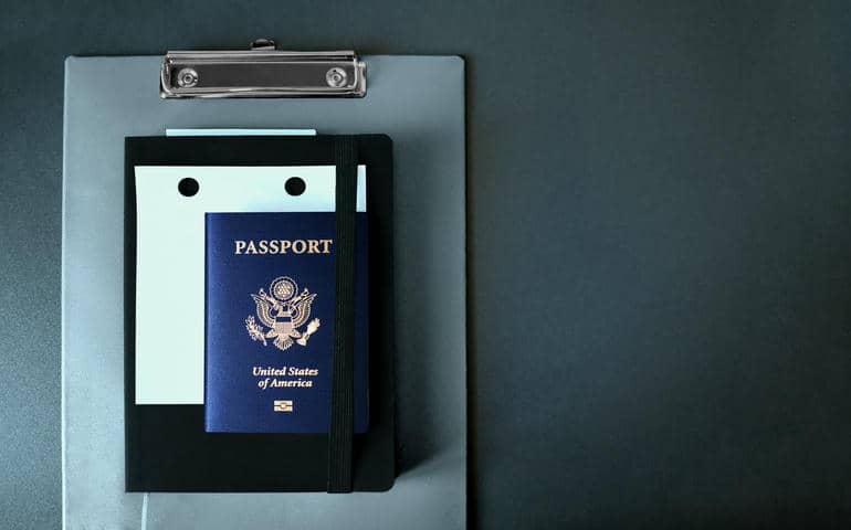 A passport and a file