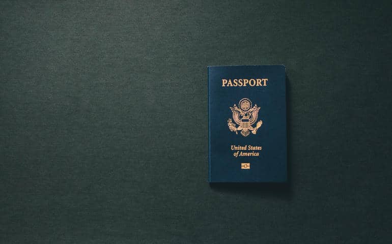 Passport on a table