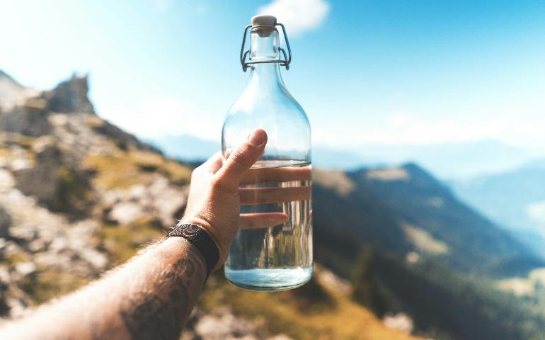 Glass water bottle