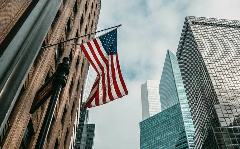 US Flag on a building