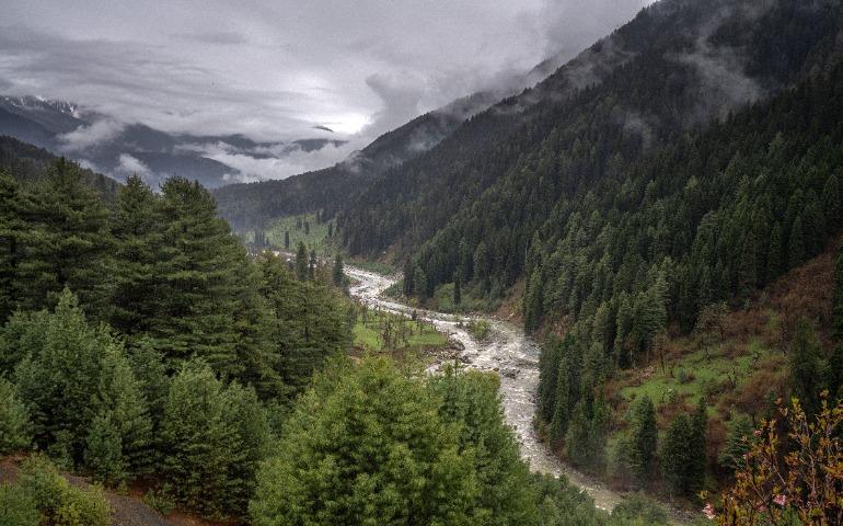 Valley with a Winding River in Pahalgam