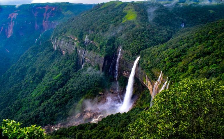 Nohkalikai Falls during monsoon