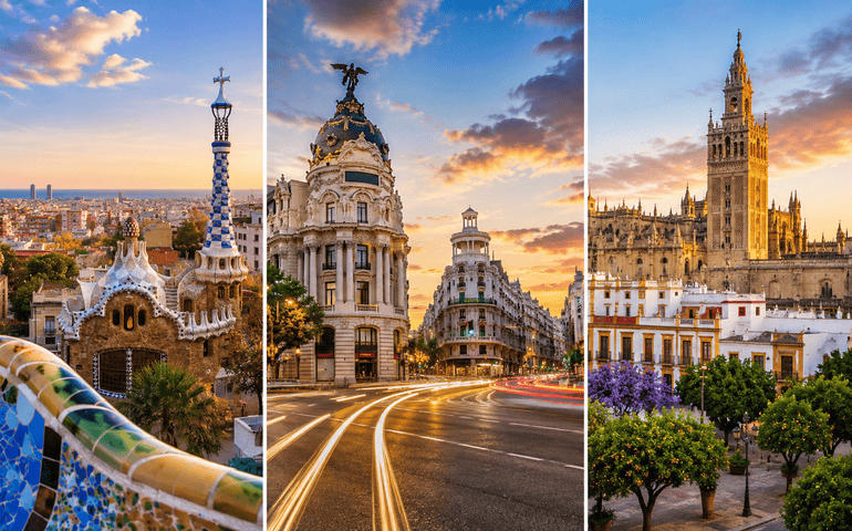 Beautiful pictures of Barcelona, Madrid and Seville