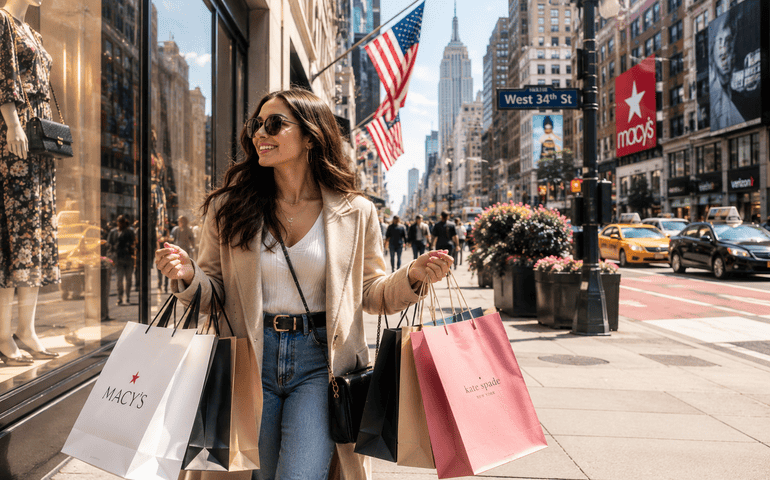 A girl shopping in New York
