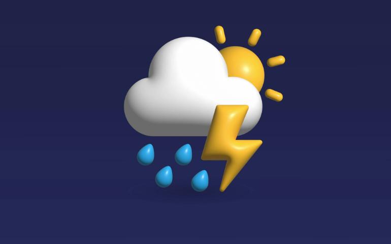  3 Icons of rain with lightning