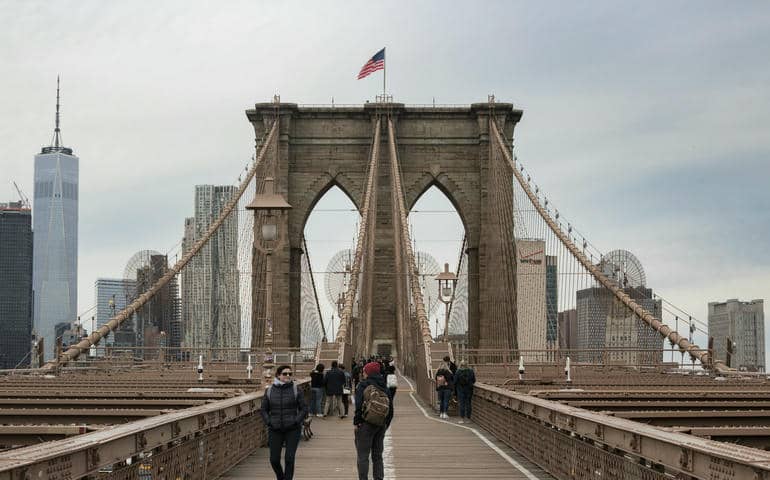 Walking on the Brooklyn Bridge
