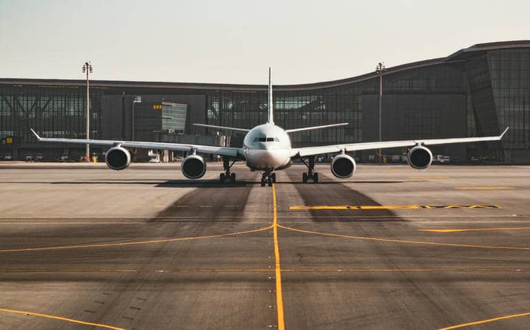 A plane on a runway