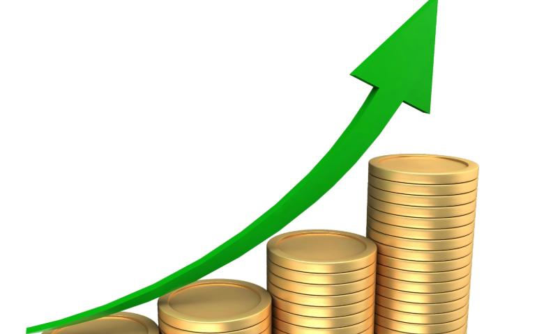 Green upward arrow symbolizing profit